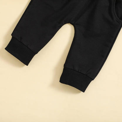 Children Color-block Crew Neck Long Sleeve Trousers Suit