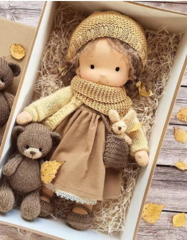 Handmade Plush Doll Golden Curly Girl Finished Product