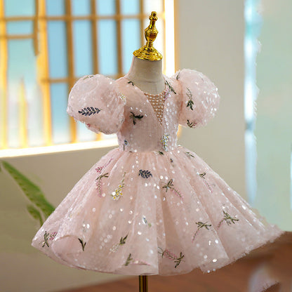 New Floral Princess Dress For Flower Girls Hostpresenter And Piano Performance Outfit
