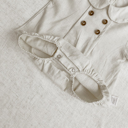 Girls' Short Sleeved Blouse Collar Jumpsuit