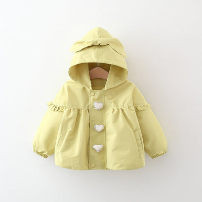 Children's Mid-length Love Hooded Trench Coat