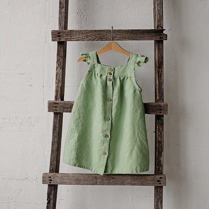 Girls Summer Linen Loose Sling Dress