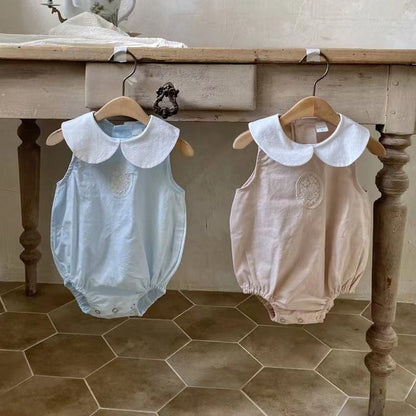 Summer Baby Lace Patch Doll Collar Sleeveless Romper Dress