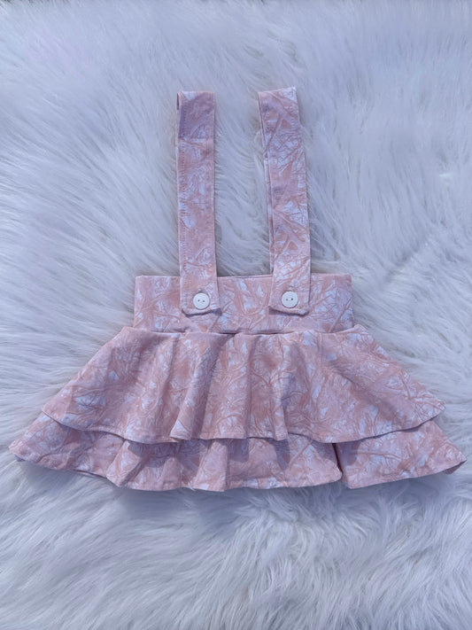 Pink camo suspender skirt