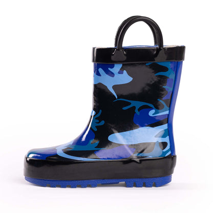 Norty Kids Rubber Printed Rain Boots 40148 Blue Black Camo: