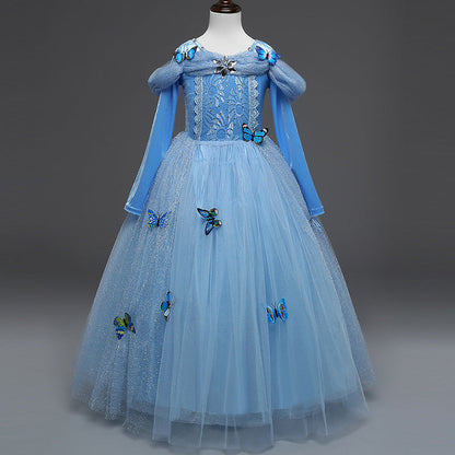 Princess Dress Inserted Beads Bright Silk Performance Dress