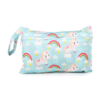 Cartoon printed single zipper small diaper storage bag