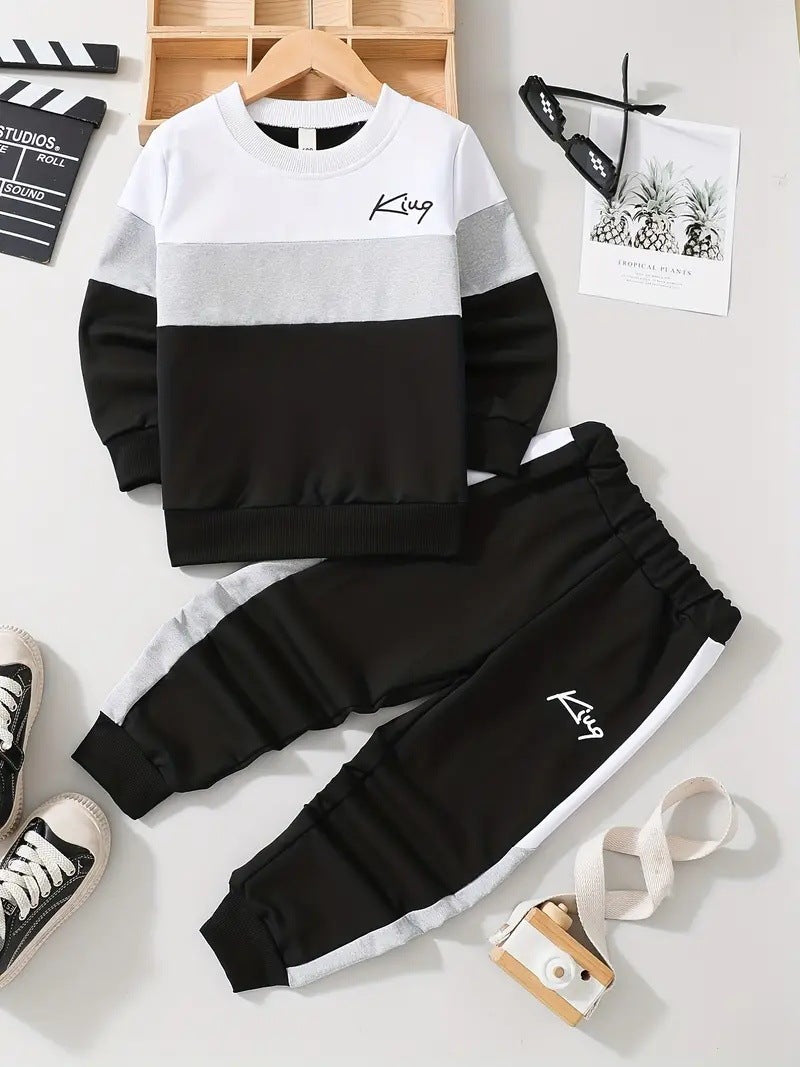 Design Sense Multicolor Hoodie Pants Two-piece Set