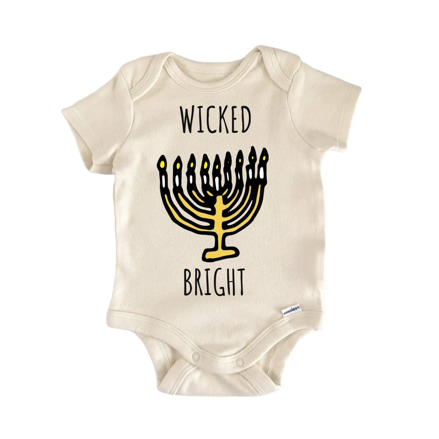 Wicked Bright Menora Jewish Hanukkah Baby Gift Baby Bodysuit