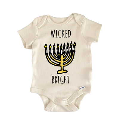 Wicked Bright Menora Jewish Hanukkah Baby Gift Baby Bodysuit