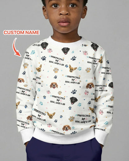 Custom Dog Photo Pattern "Protected By" Bamboo Crewneck Sweatshirt
