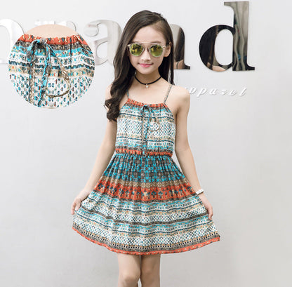 New tie dye layered cute Summer cotton silk dress floral dress for girls