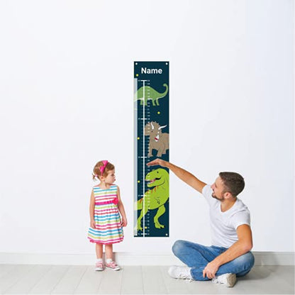 Personalized Kids Canvas Growth Chart, Kids Height Chart, Growth Chart Banner, Dinosaur Theme