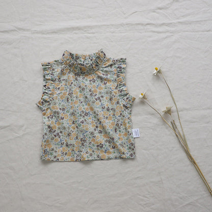 Girls' Summer Baby Floral Vest T-shirt