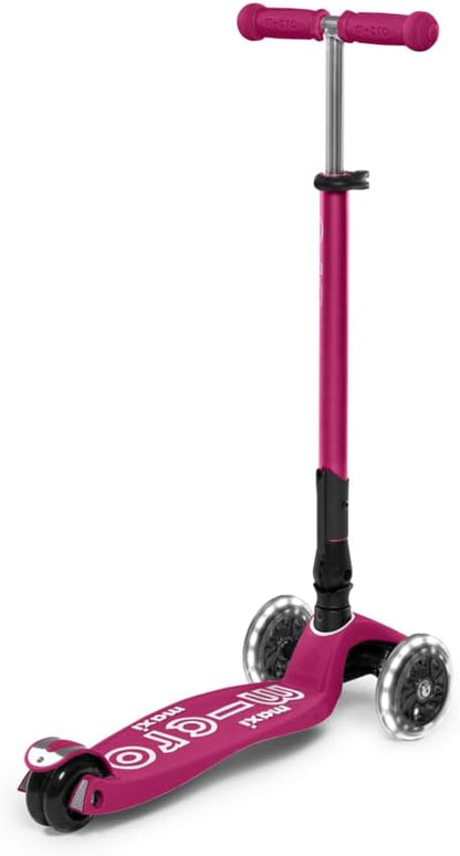 Micro Kickboard - Maxi Deluxe Foldable LED - Three Wheeled, Lean-to-Steer, Fold-to-Carry Swiss-Designed Micro Scooter for Kids with Motion-Activated Light-Up Wheels for Ages 5-12