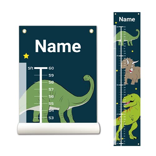 Personalized Kids Canvas Growth Chart, Kids Height Chart, Growth Chart Banner, Dinosaur Theme