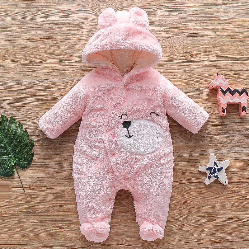 Cartoon Bear Velvet Romper Thickened Jumpsuit Romper Korean Trend Version