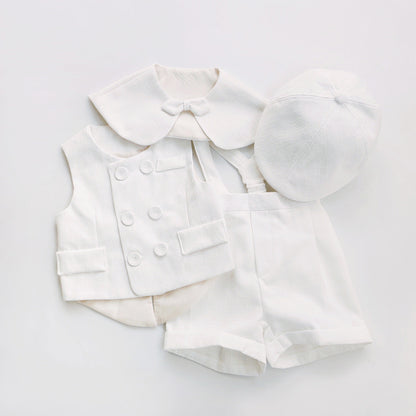 Casual White Children Vest Suit