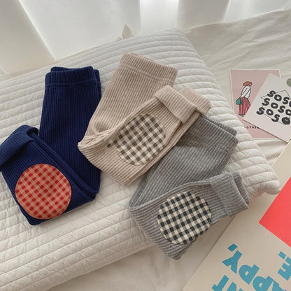 New Style Contrast Checked Leggings