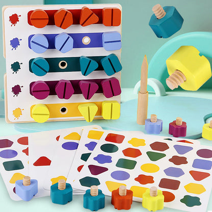 Kindergarten Screw-and-nut Shape Matching Color Puzzle Building Blocks