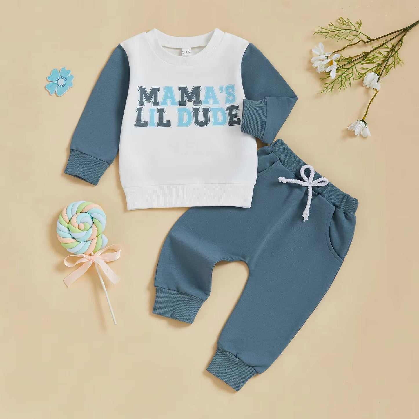 Fashion Personality Boy's Printed Sweater Suit