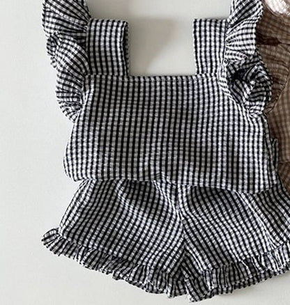 Girls' Ear Edge Short Sleeve Set