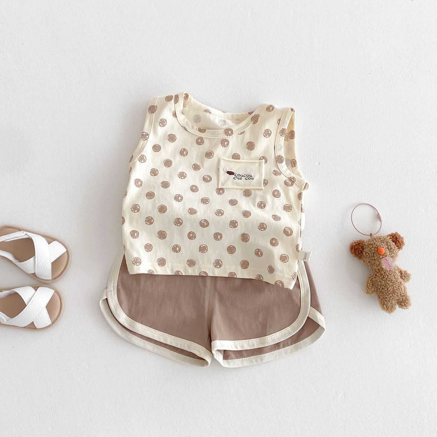 Fashion Camisole Solid Color Shorts Two-piece Set