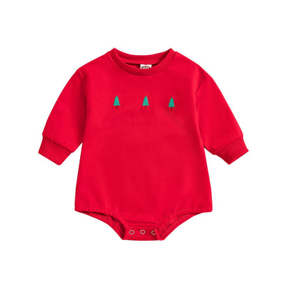 New Baby Printed Christmas Hat Cartoon Jumpsuit