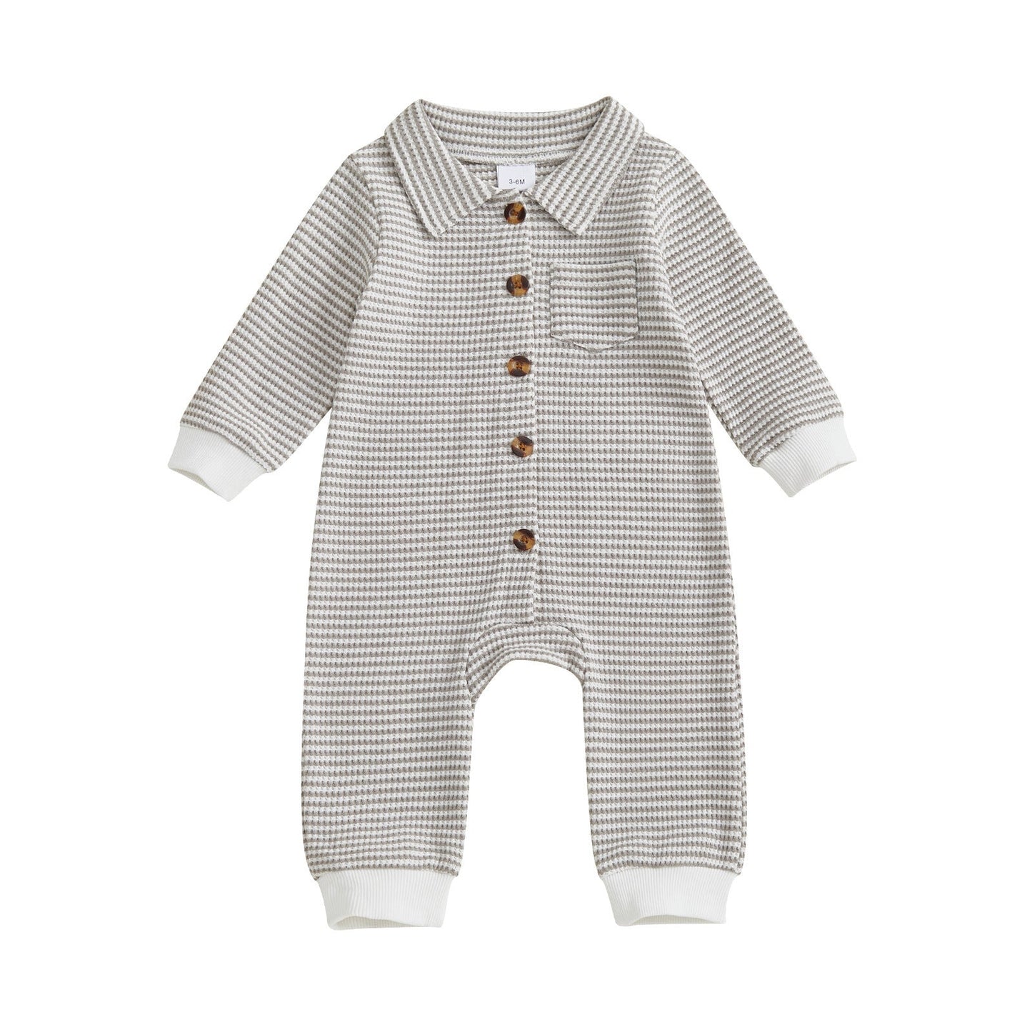 Babies' Jumpsuit Front Open Single-breasted Knitted Long Sleeve