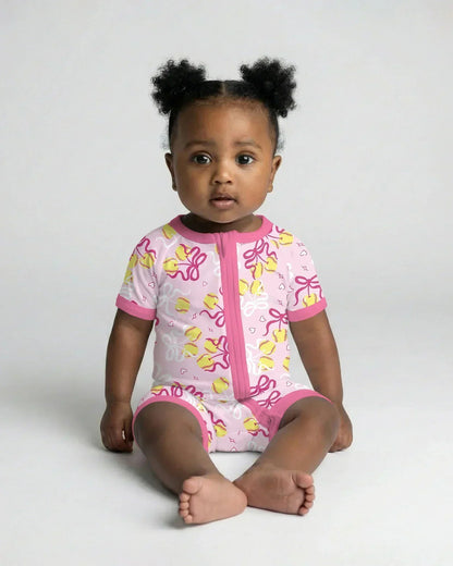 Softball Cherry Mom And Girl Matching Bamboo Shorty Zippy