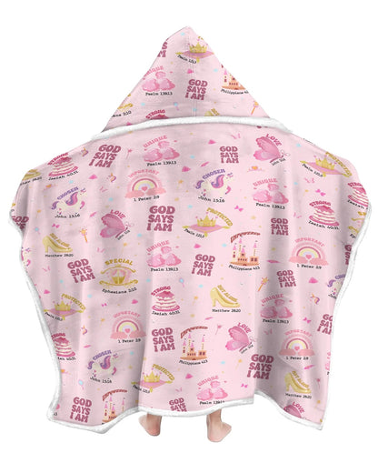 God Says I Am Girl Bamboo Wearable Hooded Blanket