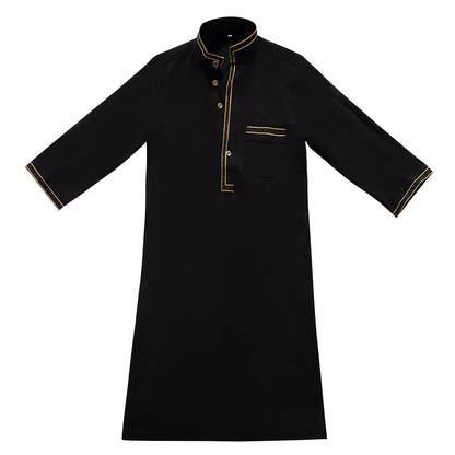 Middle East Boy Robe Stand Collar Button Long Shirt