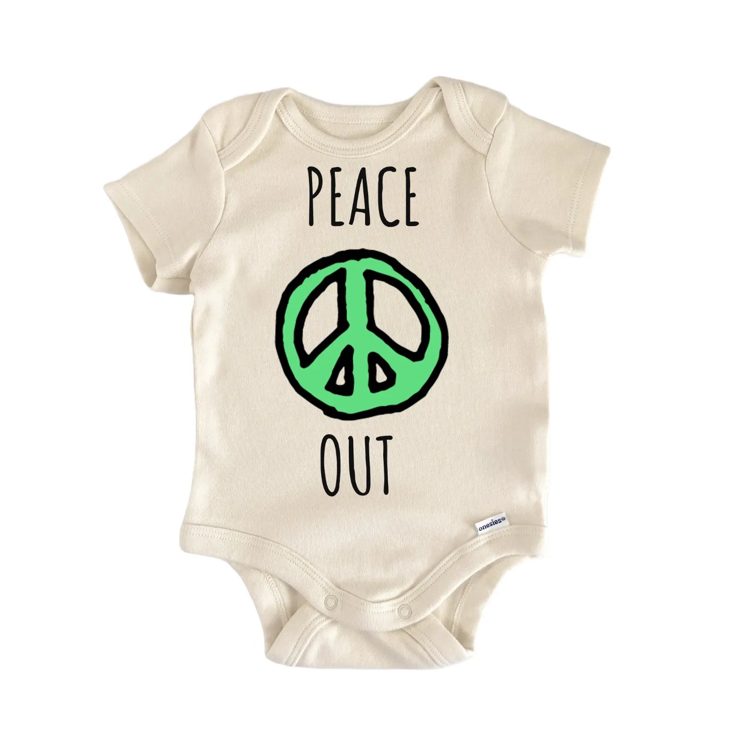 Peace Out Hippie Groovy Symbol Baby Gift Baby Bodysuit