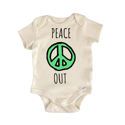 Peace Out Hippie Groovy Symbol Baby Gift Baby Bodysuit