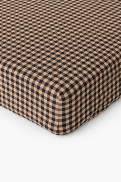 Brown Black Gingham Crib Sheet