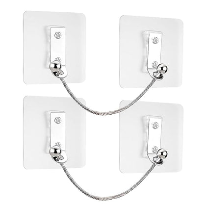Furniture Anchors 2 Pairs No Drill Heavy Duty Anchors Fridge Lock Adjustable Self-Adhesive Safety Anti Tip Straps for Baby Proofing 220lbs Tension Earthquake Resistant Metal Straps Prevent Falling