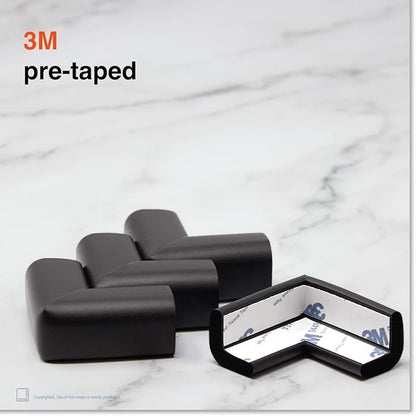 Roving Cove Slim-Fit Corner Protector for Baby Proofing (8 Small Corners), Soft Rubber Foam Furniture Corner Bumper Guards, 3M Adhesive Pre-Taped, Onyx Black