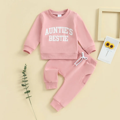 Girls Fashion Simple Letter Print Sweatshirt Suit