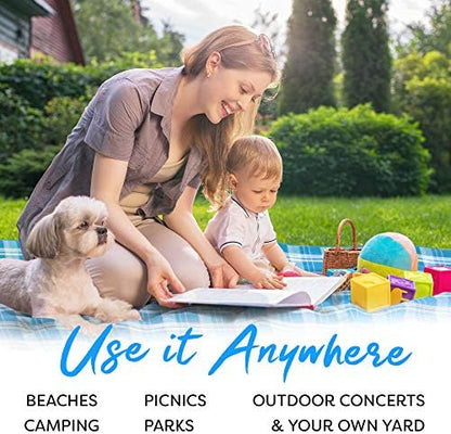 Scuddles Picnic Outdoor Blanket Park Blanket Beach Mat for Camping on Grass Oversized Seats 4 Adults Water Resistant Picnic Mat