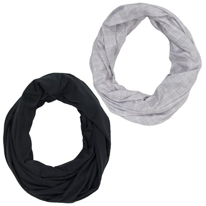 LK Baby Infinity Nursing Scarf Breastfeeding Cover Ultra Soft Premium Jersey Polyester- 100% AZO free and Safe for Baby (2pk Grey/Black)