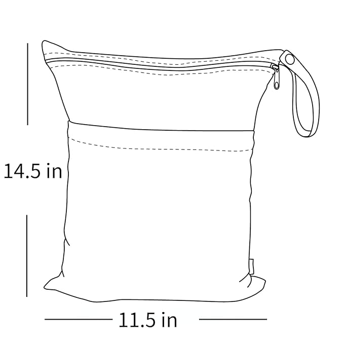 ALVABABY 2pcs Cloth Diaper Wet Dry Bags Waterproof Reusable with Two Zippered Pockets Travel Beach Pool Daycare Soiled Baby Items Yoga Gym Bag for Swimsuits or Wet Clothes LX-AMD0912