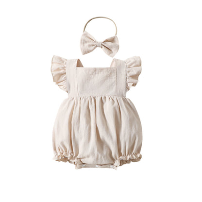 Flying Sleeve Shoulder Solid Color Sleeveless Romper