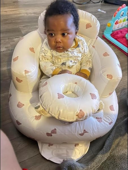 Little Angels Inflatable Seat with Tray for Toddlers 3-36 Months, Built-in Air Pump, Summer Baby Support Chair for Sitting Up