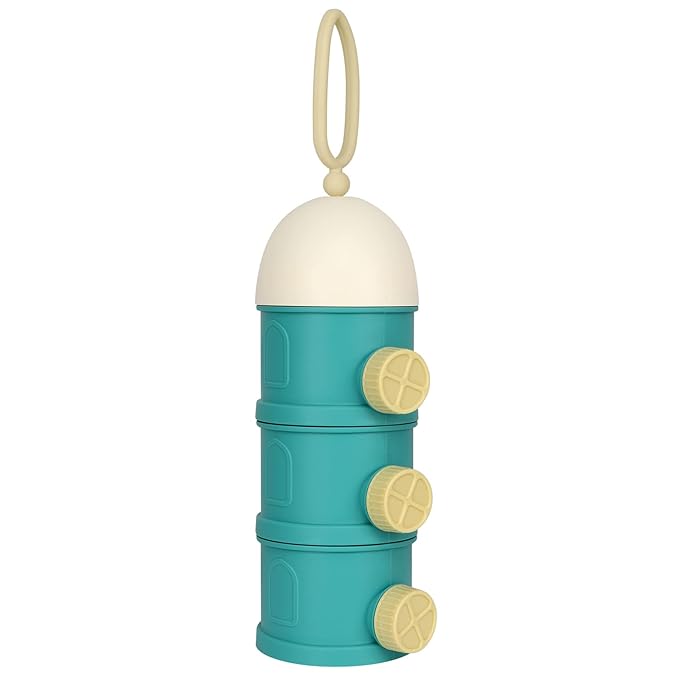 Accmor Formula Dispenser On The Go, 3 Layers Stackable Formula Container to Go, Non-Spill Portable Milk Powder Baby & Kids Snack Container, Green
