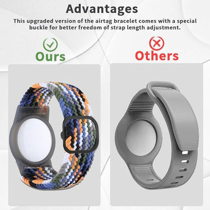 2 Pack Kids Bracelet Compatible with AirTag, GPS Kid Tracker Holder Braided Wristband for Apple Air Tag, 2022 Upgraded Nylon Adjustable Anti Lost Airtag Watch Band for Kids Children Elders