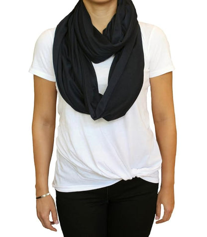 LK Baby Infinity Nursing Scarf Breastfeeding Cover Ultra Soft Premium Jersey Polyester- 100% AZO free and Safe for Baby (2pk Grey/Black)