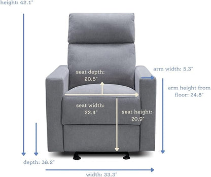 Nurture& The Glider Premium Power Recliner Nursery Glider Chair with Adjustable Head Support | Designed with a Thoughtful Combination of Function and Comfort | Built-in USB Charger (Gray)