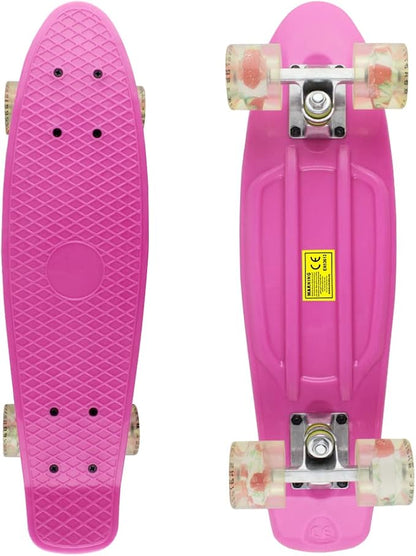 Skateboards Complete 22 Inch Mini Cruiser Retro Skateboard for Kids Boys Youths Beginners