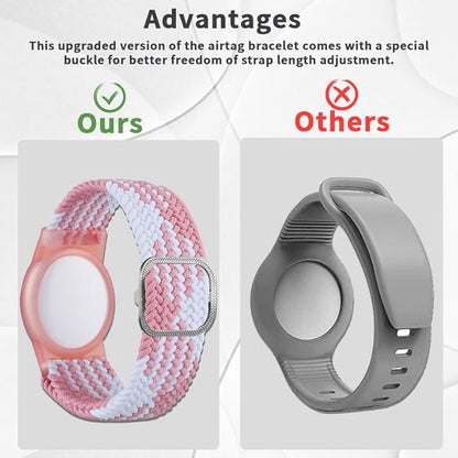2 Pack Kids Bracelet Compatible with AirTag, GPS Kid Tracker Holder Braided Wristband for Apple Air Tag, 2022 Upgraded Nylon Adjustable Anti Lost Watch Band Fits Airtag for Kids Children Elders