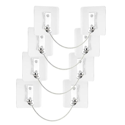 Furniture Anchors 4 Pairs No Drill Heavy Duty Anchors Fridge Lock Adjustable Self-Adhesive Safety Anti Tip Straps for Baby Proofing 220lbs Tension Earthquake Resistant Metal Straps Prevent Falling